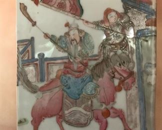 Chinese Export Lamp with Warriors on Horseback