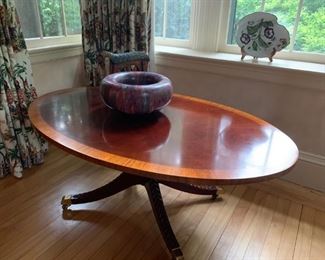 Banded Edge Oval Coffee Table