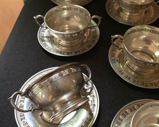 Sterling Bouillon Cups and Saucers