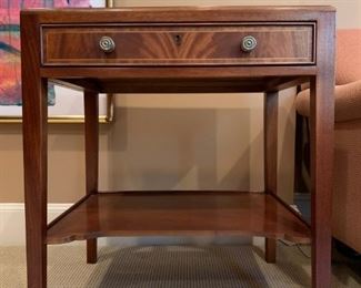Mahogany Two Tier Stand with Drawer