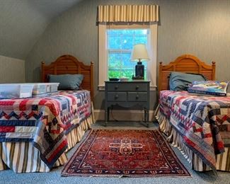 Twin Beds, Handmade Quilts, Antique Persian Rug