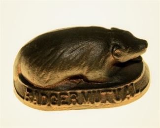 CAST IRON BADGER MUTUAL PAPERWEIGHT 