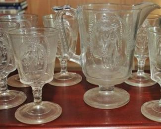 EAPG RICHARDS & HARTLEY CUPID & VENUS PATTERN GLASS STEMWARE