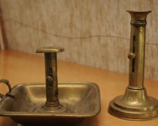 ANTIQUE BRASS PUSH UP CANDLE HOLDERS