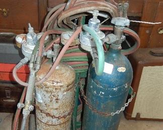 OLD Welding Set -Tanks, Cart, Torch, Gauges, Hose