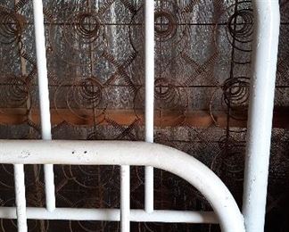 Complete white iron bed rails Springs headboard footboard