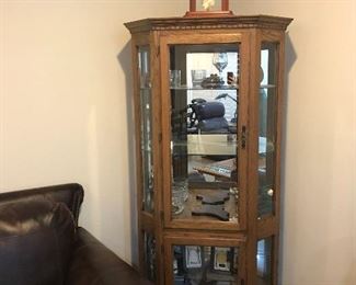 Solid Oak curio cabinet