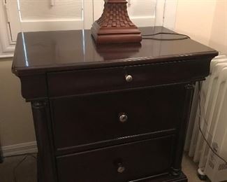 quality nightstand is part of a three piece queen bedroom set. 64 inches high by 28 inches wide.