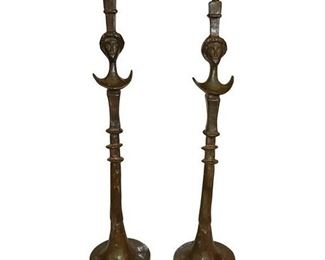 In the manner of Giacometti Fine Sculptural Lamps.