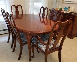 Formal DR table set with leaf and 6 chairs by Dixie