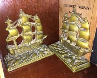 Figural Sailing Ship Bookends