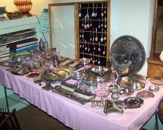 TABLE OF SILVER-PLATE & SILVER ITEMS