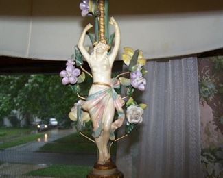 DETAIL OF ORNAMENT OF 1930s FLOOR LAMP