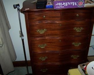 OX-BOW FRONT MAHOGANY TALL CHEST
