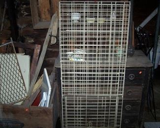 OLD CHEST OF DRAWERS & METAL RACK