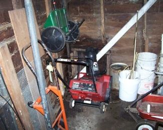 SNOW BLOWER, 4-WHEELED CART & MISC.