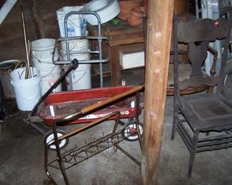 OLD RED WAGON, OLD OAK CHAIR & MORE