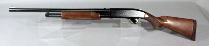 Mossberg 12 Ga. Pump Action Shotgun SN# P172903 Includes Additional Ribbed Barrel, Scroll Decorated, Pump Clip