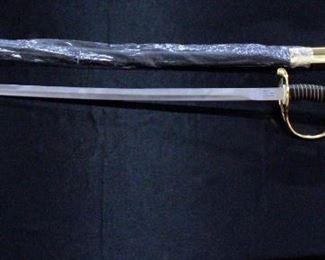 USMC Official US Marines Sword 1875 Replica Embossed Blade 35"OL With Scabbard