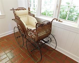 Antique Wicker Doll Carriage