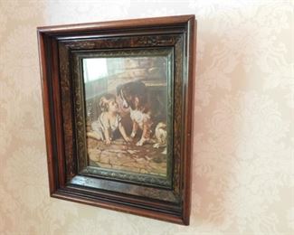 Gesso Framed Child and Dog Themed Print