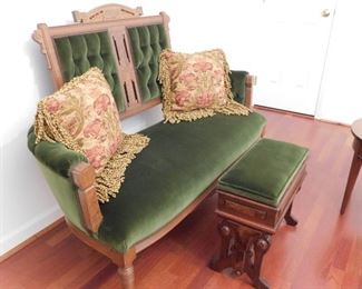 Eastlake Parlor Settee with Foot Rest