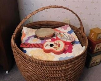 Nice Large Antique Oak Butt Basket