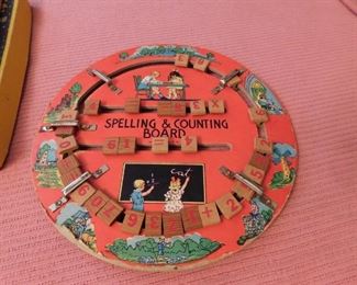 Old Childrens Spelling and Counting Board