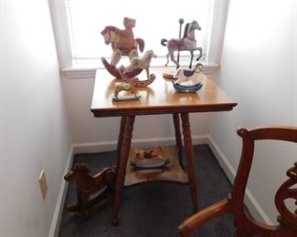 Oak Center Table/Carousel Horses 