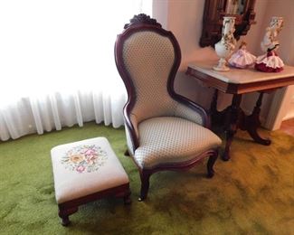 Embroidered Foot Rest/Victorian Chair