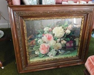 Victorian Gesso Framed Floral Print