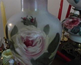 Antique Handpainted Rose Decorated Vase