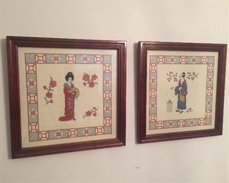 Framed Oriental Needlepoints