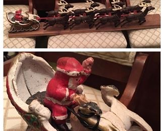 Cast Iron Santa and Reindeer
