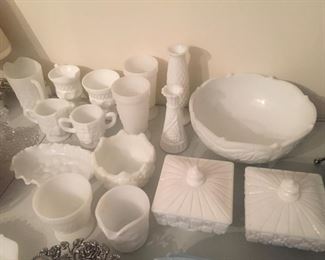 Assorted Milk Glass