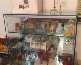 Doll Furniture in Glass Display Case 