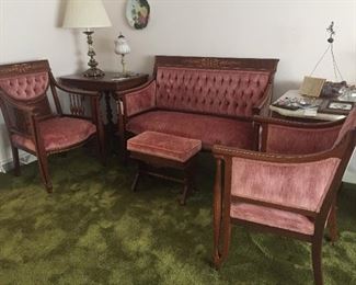 Victorian Parlor Set with Inlaid Design