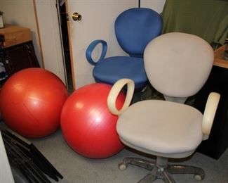 Pair Workout Balls and Desk Chairs