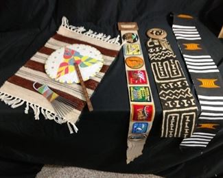 Assorted Tribal Art, Sashes, Belts, and Combs