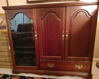 Cherry Wood Tall Entertainment Sideboard