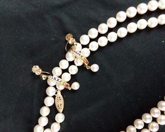 Cultered Pearl Necklace and Earrings