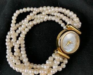 Pearl Band Watch with Mother of Pearl Face
