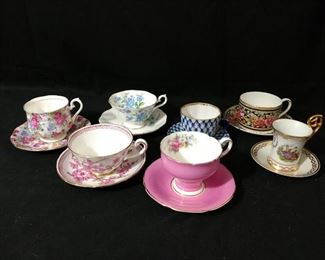 Seven English French or Russian Teacup Sets