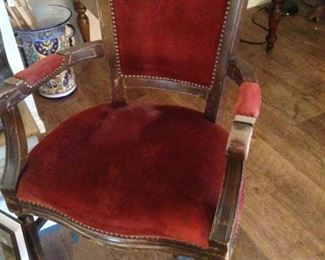 One of six antique chairs