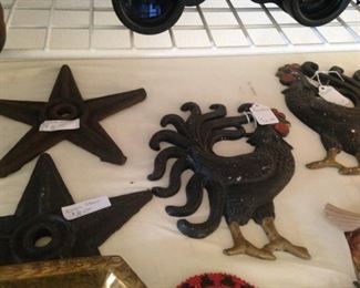 Texas star and rooster wall hangings