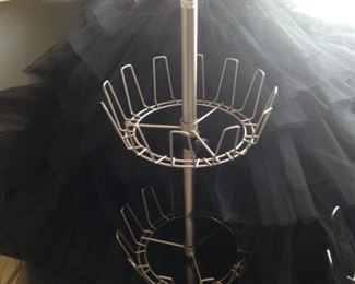 Vertical shoe rack; black petticoat