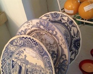 Blue & white English plates