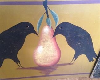 Raven and pear art