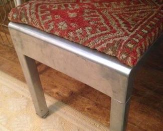 Silver bench with textured material