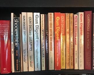 A large selection of books on guns